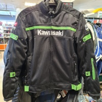 Куртка текстильная KAWASAKI черно-зеленая молния на рукове