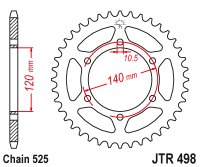 Звезда задняя JTR498-40 R498-40 (JT)