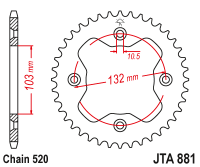 Звезда задняя JTA881-38 R881-38 (JT)