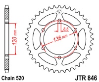 Звезда задняя JTR846-45 R846-45 (JT)