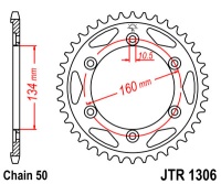 Звезда задняя JTR1306-42ZBK R1306-42 (JT)